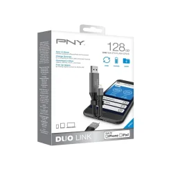PNY DUO LINK Dual 128GB USB 3.0 Type A Flash Drive, Black/Silver (P-FDI128LA02GCR)* Usb Flash Drives