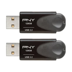 PNY Elite Turbo Attache 4 128GB USB 3.2 Flash Drive, Black, 2/Pack (P-FD128X2TBAT4G)* Usb Flash Drives