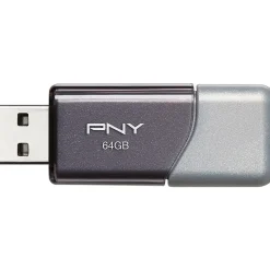 PNY Elite Turbo Attache 3 64GB USB 3.0 Type A Flash Drive, Silver/Gray (P-FD64GTBOP-GE)* Usb Flash Drives