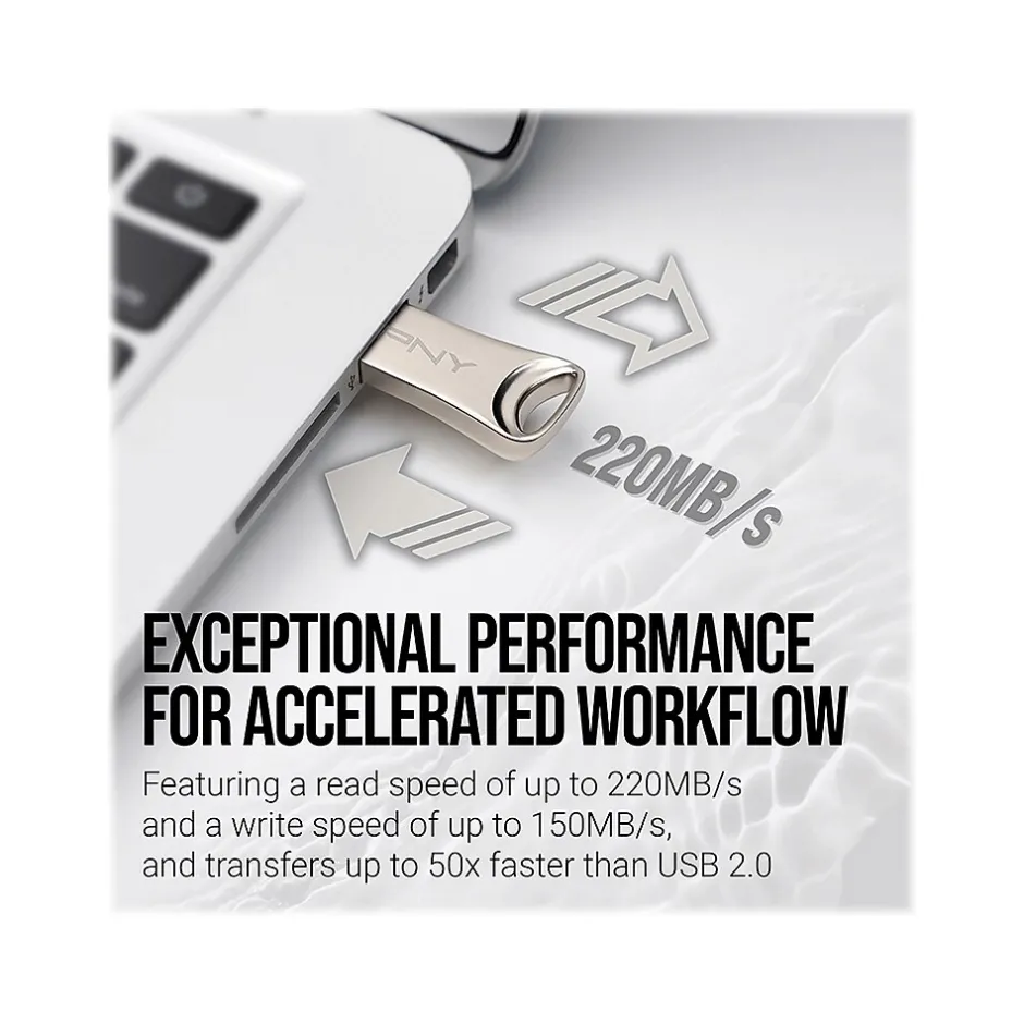 PNY Elite-X 128GB USB 3.2 Type A Flash Drive, Silver (P-FDI128ELTX-GE)* Usb Flash Drives