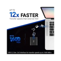 PNY EliteX-PRO 2TB USB 3.2 External Solid-State Drive (PSD0CS2260-2TB-RB)* Solid State Drives