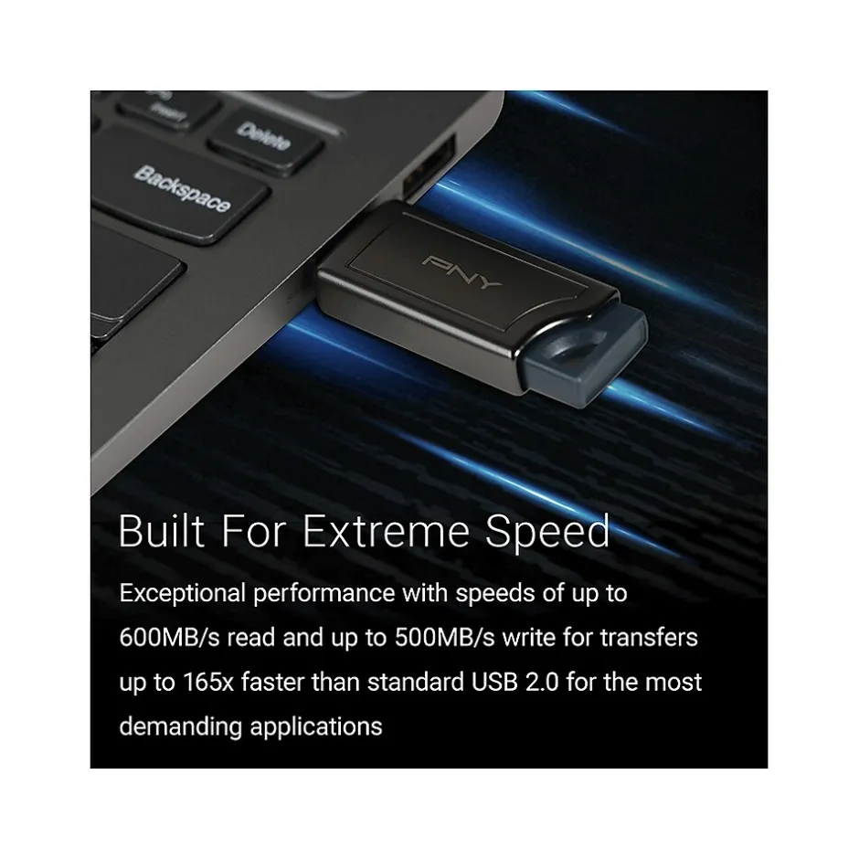 PNY PRO Elite 1TB USB 3.2 Gen 2 Type-A Flash Drive, Gray (P-FD1TBPROV2-GE)* Usb Flash Drives