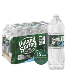 Bottled Water<Poland Spring 100% Natural Spring Water, 33.8 oz. Plastic Bottles, 15/Carton (12349654)