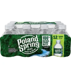 Bottled Water<Poland Spring 100% Natural Spring Water, Regular Flavor, 8 oz. Mini Plastic Bottles, 48/Carton (100987)