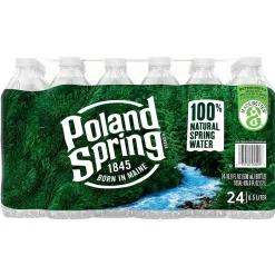 Bottled Water<Poland Spring 100% Natural Spring Water, Regular Flavor, 16.9 oz., 24/Carton (12119419)