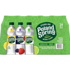 Bottled Water<Poland Spring Sparkling Water, Lime, Triple Berry & Lemon, 16.9 oz. Bottles, 24/Carton (12410094)