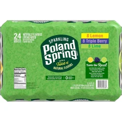 Bottled Water<Poland Spring Sparkling Water, Lime, Triple Berry & Lemon, 16.9 oz. Bottles, 24/Carton (12410094)