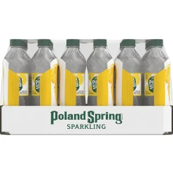 Bottled Water<Poland Spring Sparkling Water, Lively Lemon, 16.9 oz. Bottles, 24/Carton (12349569/100965)