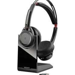 Poly Voyager Focus MS Active Noise Cancelling Bluetooth On Ear Phone & Computer Headset, Black/Gray (202652-102)* Headsets