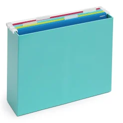 Poppin ABS Plastic File Box, Aqua, 4 Count (101274-MC) New