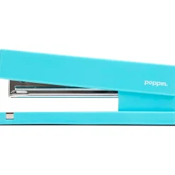 Poppin Desktop Stapler, 20-Sheet Capacity, Aqua (100160) Clearance