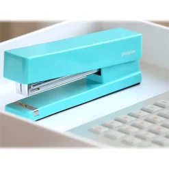 Poppin Desktop Stapler, 20-Sheet Capacity, Aqua (100160) Clearance