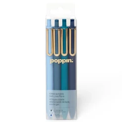 Poppin Luxe Retractable Gel Pens, Fine Point, 0.7mm, Blue Ink, 4/Pack (105390) Outlet