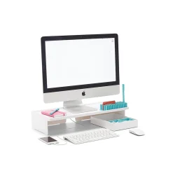 Poppin Non-Adjustable Monitor Riser, White (102092)* Monitor Mounts & Stands