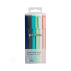 Poppin Signature Ballpoint Pens, Medium Point, Black Ink, 6/Pack (105066) Hot