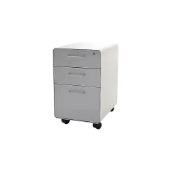 Sale Stow 3-Drawer Mobile Vertical File Cabinet, Letter/Legal Size, Lockable, 24"H x 15.75"W x 20"D, White/Light Gray (101251) File Cabinets