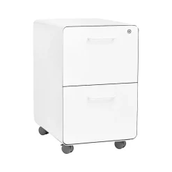 Outlet Stow 2-Drawer Mobile Vertical File Cabinet, Letter/Legal Size, Lockable, 25"H x 15.75"W x 20"D, White (100914) File Cabinets