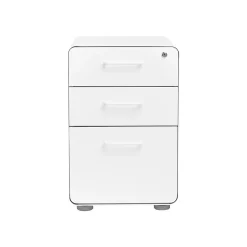 Stow 3-Drawer Mobile Vertical File Cabinet, Letter/Legal Size, Lockable, 24"H x 15.75"W x 20"D, White (100425) File Cabinets