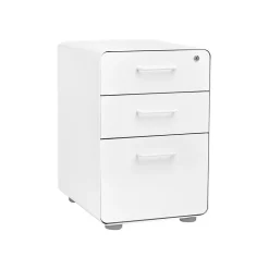 Stow 3-Drawer Mobile Vertical File Cabinet, Letter/Legal Size, Lockable, 24"H x 15.75"W x 20"D, White (100425) File Cabinets