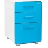 Outlet Stow 3-Drawer Mobile Vertical File Cabinet, Letter/Legal Size, Lockable, 24"H x 15.75"W x 20"D, White and Blue (100429) File Cabinets