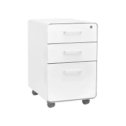 Clearance Stow 3-Drawer Vertical File Cabinet, Locking, Letter/Legal, White, 20"D (100915) File Cabinets