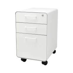 Clearance Stow 3-Drawer Vertical File Cabinet, Locking, Letter/Legal, White, 20"D (100915) File Cabinets