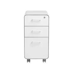 The Sort-It-Out 3-Drawer Mobile Vertical File Cabinet, Letter/Legal Size, Lockable, 25"H x 12.5"W x 20"D, White (104742) File Cabinets