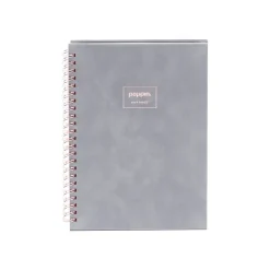 Poppin Velvet Professional Notebooks, 6" x 8.25", Dotted, 40 Sheets, Gray/Silver (106163)