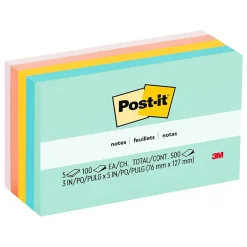 Notes, 3" x 5", Collection, 100 Sheet/Pad, 5 Pads/Pack (655AST) Post-It Notes