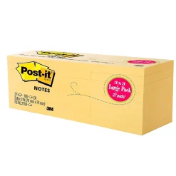 Hot Notes, 3" x 3", Canary Collection, 100 Sheet/Pad (654-2700-YW) Sticky Notes