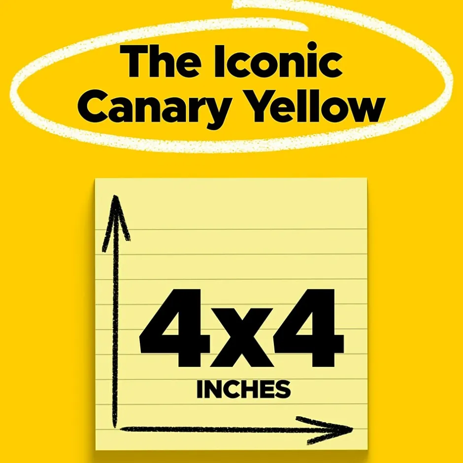 Best Notes, 4" x 4", Canary Collection, Lined, 300 Sheet/Pad (675-YL) Post-It Notes