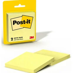 Clearance Notes, 3" x 3", Canary Collection, Lined, 100 Sheet/Pad, 2 Pads/Pack (630PK2) Post-It Notes