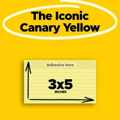 Sale Notes, 3" x 5", Canary Collection, Lined, 100 Sheet/Pad, 5 Pads/Pack (635-5PK) Post-It Notes