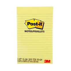 Online Notes, 5" x 8", Canary Collection, Lined, 50 Sheet/Pad, 2 Pads/Pack (663-YW) Post-It Notes