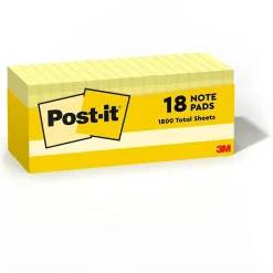 Online Notes, 3" x 3", Canary Collection, 90 Sheet/Pad, 18 Pads/Pack (654-18CP) Post-It Notes