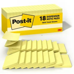 Sale Pop-up Notes, 3" x 3", Canary Collection, 90 Sheet/Pad, 18 Pads/Pack (R330-18CP) Sticky Notes