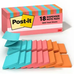 New Pop-up Notes, 3" x 3", Collection, 100 Sheet/Pad, 18 Pads/Pack (R33018CTCP) Post-It Notes