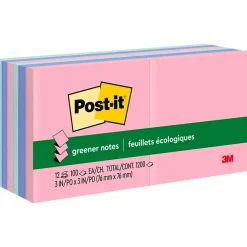 Clearance Recycled Pop-up Notes, 3" x 3", Collection, 100 Sheet/Pad, 12 Pads/Pack (R330RP12AP) Post-It Notes