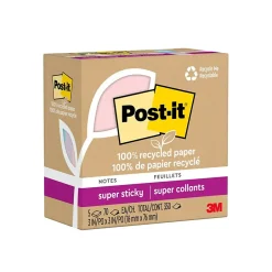 Sale Recycled Super Sticky Notes, 3" x 3", Collection, 70 Sheet/Pad, 5 Pads/Pack (654R-5SSNRP) Post-It Notes