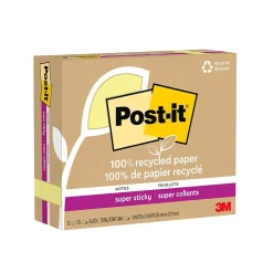 Sale Recycled Super Sticky Notes, 3" x 5", Canary Collection, 70 Sheet/Pad, 12 Pads/Pack (655R-12SSCY) Post-It Notes