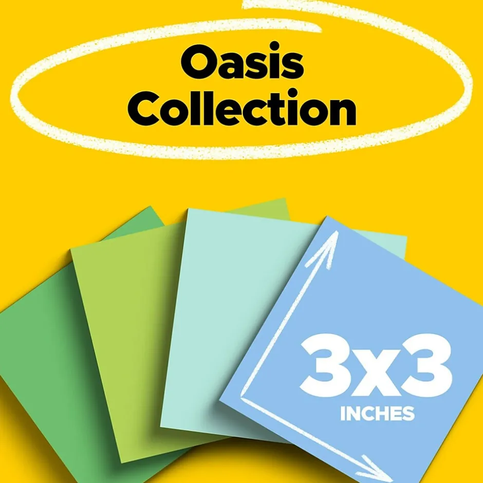 Outlet Recycled Super Sticky Notes, 3" x 3", Oasis Collection, 70 Sheet/Pad, 24 Pads/Pack (654R-24SST-CP) Post-It Notes