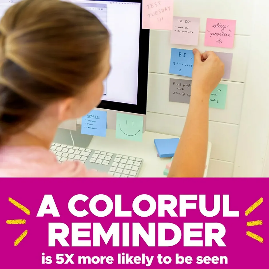 Outlet Recycled Super Sticky Notes, 3" x 3", Oasis Collection, 70 Sheet/Pad, 24 Pads/Pack (654R-24SST-CP) Post-It Notes