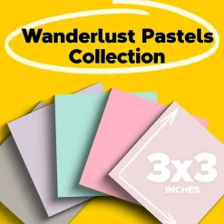New Recycled Super Sticky Notes, 3" x 3", Collection, 90 Sheet/Pad, 5 Pads/Pack (654-5SSNRP) Post-It Notes