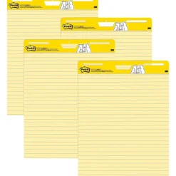 Super Sticky Easel Pad, 25" x 30", Lined, 30 Sheets/Pad, 4 Pads/Pack (561VAD4PK) Easel Paper Pads