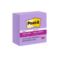 Outlet Super Sticky Notes, 3" x 3", Mulberry, 90 Sheet/Pad, 5 Pads/Pack (654-5SSCG) Post-It Notes