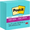 Clearance Super Sticky Notes, 3" x 3", Aqua Wave, 90 Sheet/Pad, 5 Pads/Pack (654-5AW) Post-It Notes