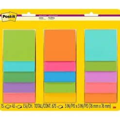 Super Sticky Notes, 3" x 3", Collection, 45 Sheet/Pad, 15 Pads/Pack (654-15SSMULTI2) Post-It Notes