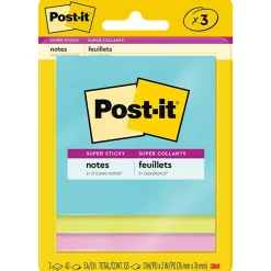 Discount Super Sticky Notes, 3" x 3", Supernova Neons Collection, 45 Sheets/Pad, 3 Pads/Pack (3321-SSMIA) Post-It Notes