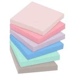 Clearance Super Sticky Notes, 3" x 3", Wanderlust Pastels Collection, 70 Sheet/Pad, 6 Pads/Pack (6546SSNRP) Sticky Notes