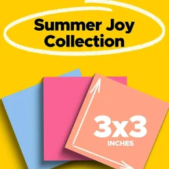 Online Super Sticky Notes, 3" x 3", Summer Joy Collection, 45 Sheet/Pad, 3 Pads/Pack (3321-SSJOY) Post-It Notes